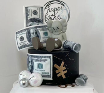 M033-Coos bear with dollars cake