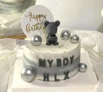 M063-Grey bear decorated cake