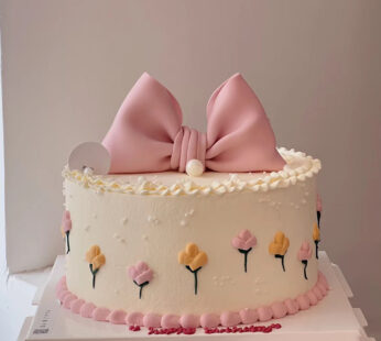 W006-Pink bow cake