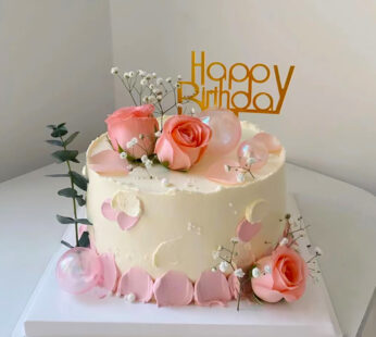 W049-Pink rose cake