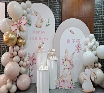 A Beige Rabbit Theme Decoration for 100 Days Celebration | Flower Gift Center