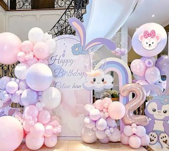 Birthday Standee with Backdrop in Pnk, White And Lavender Combination | Flower Gift Center