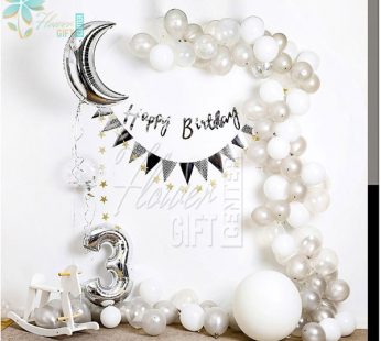 Silver And White stylish Balloon | Flower Gift Center